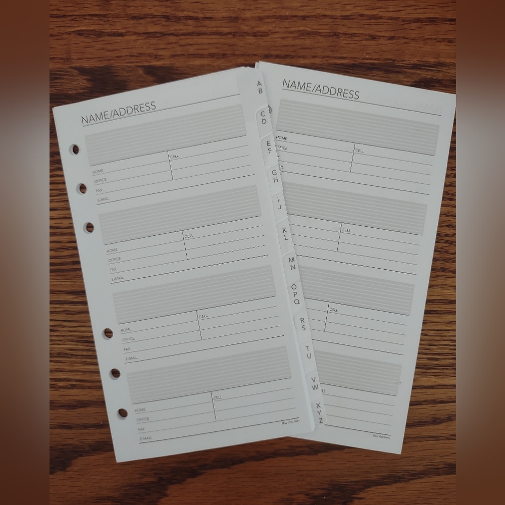 Day Runner A6 A-Z Contact Inserts *** Final Price ***